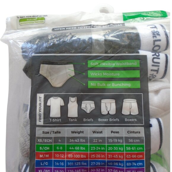 Fruit of The Loom Boys Briefs Size SM 6-8 Pack of 5 White Black Grey 1212 - Picture 3 of 3